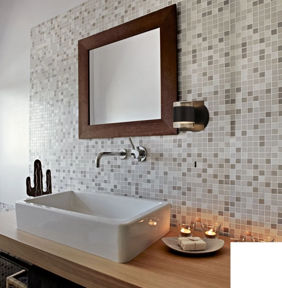 LED Wandlampe Bad Up Down Schalter IP44 Schwarz Klar 3000 K