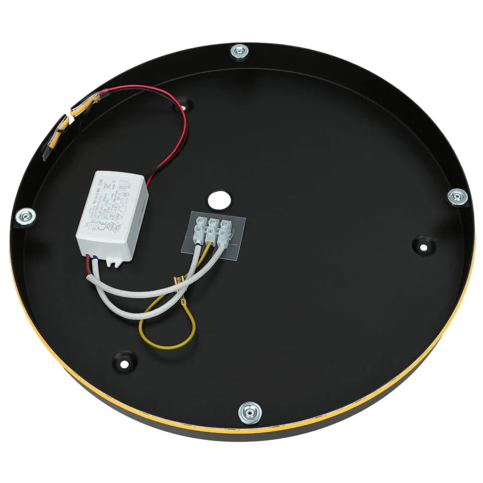 LED Wandlampe flach Ø 35 cm in Gold 3000 K 160 lm Holz