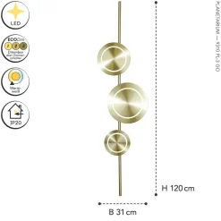 LED Wandlampe Gold H:120 cm 18 W 1008 lm 3000 K dimmbar