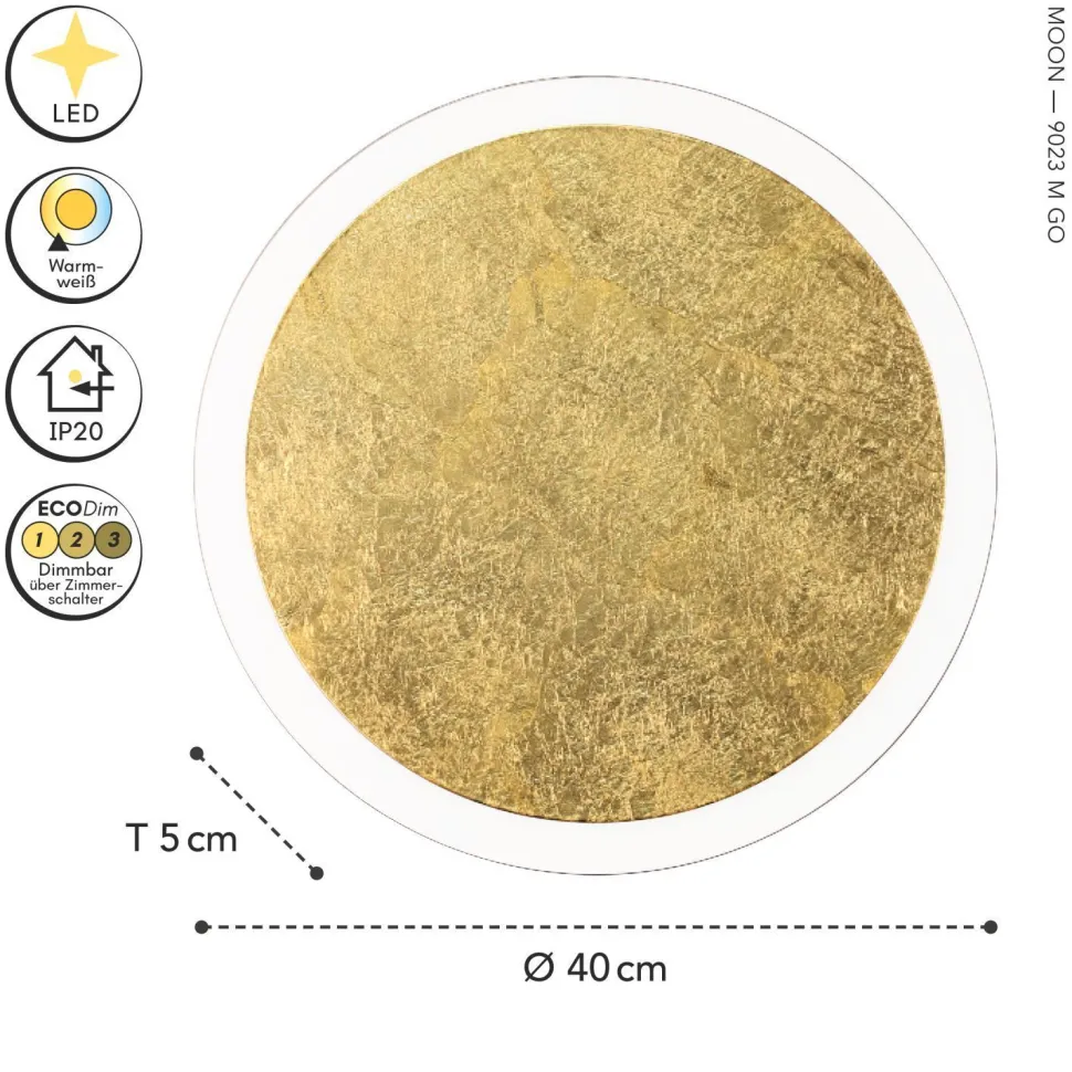 LED Wandlampe Gold Schwarz rund Ø40 cm 3500 K dimmbar