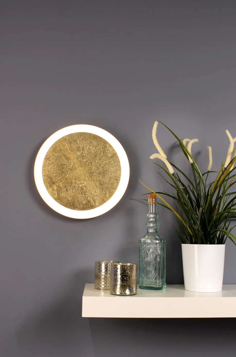 LED Wandlampe Gold Schwarz rund Ø30 cm 3500 K dimmbar