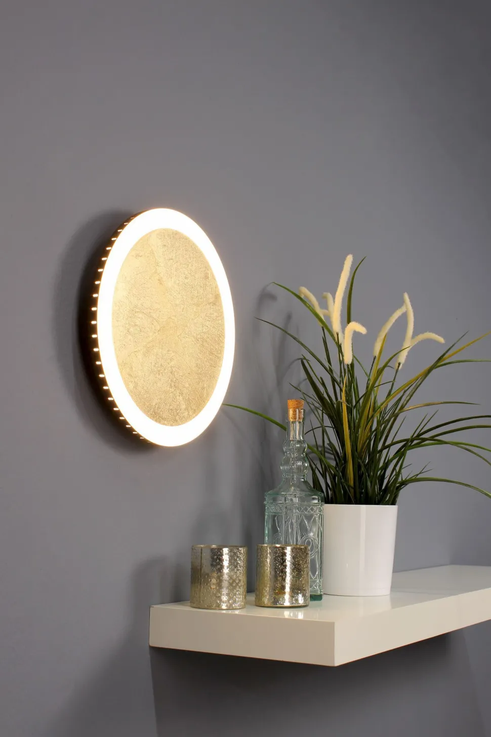 LED Wandlampe Gold Schwarz rund Ø30 cm 3500 K dimmbar