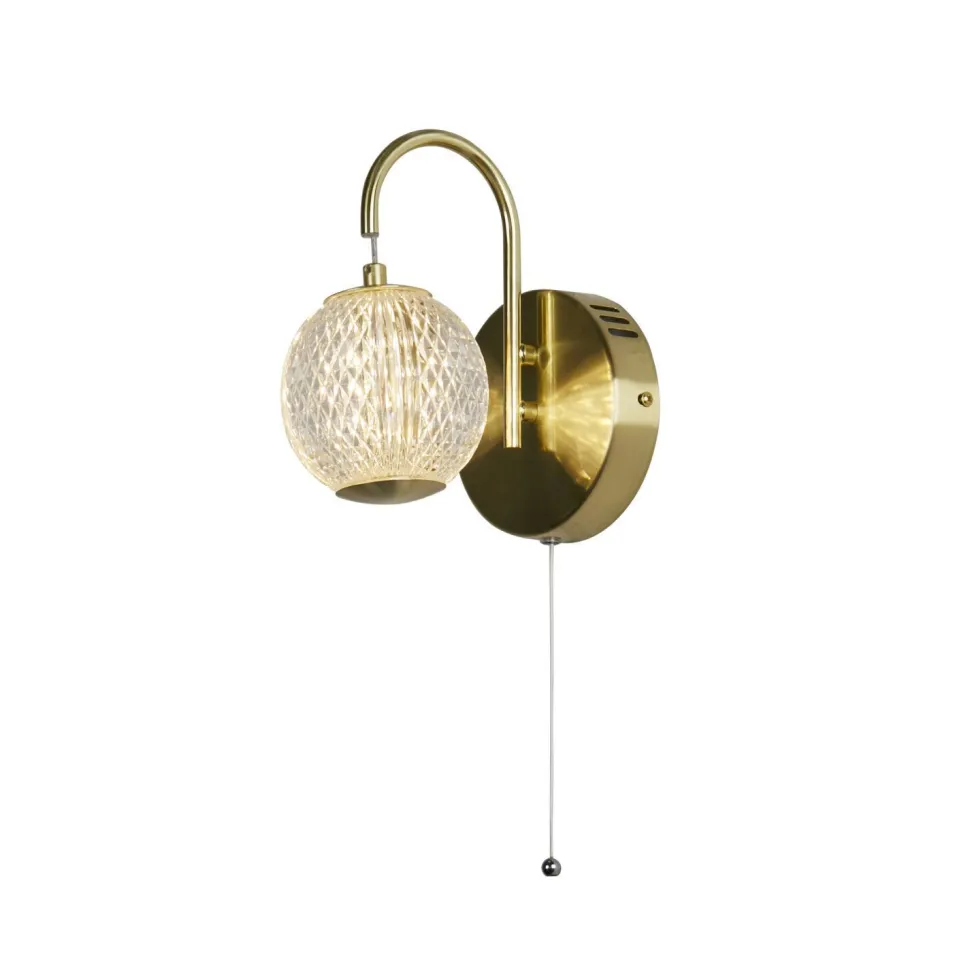 LED Wandlampe in Messing Metall 430 lm mit Zugschalter