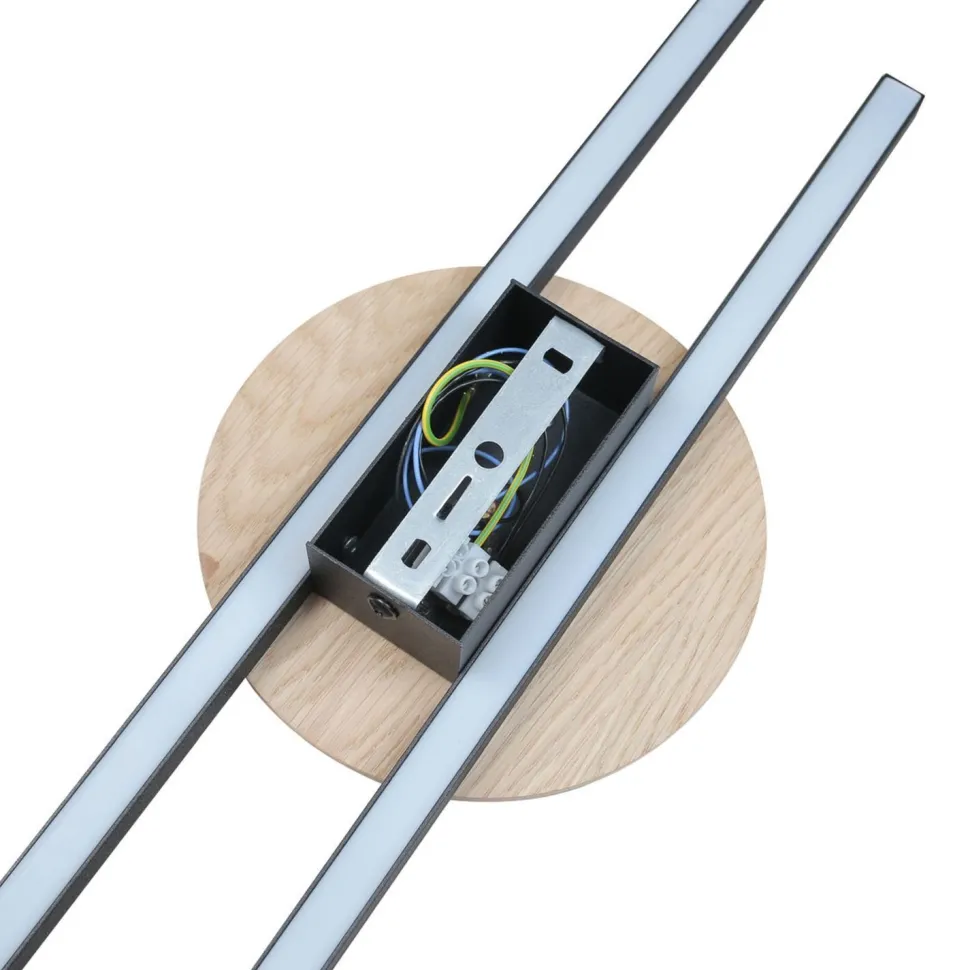 LED Wandlampe indirekt 3000 K Schwarz Natur Metall Holz Modern