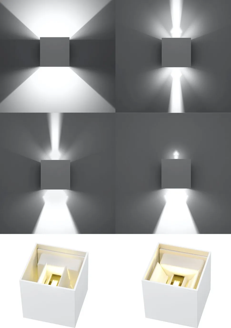 LED Wandlampe JAZZINELLE Weiß quadratisch IP54 Up Down