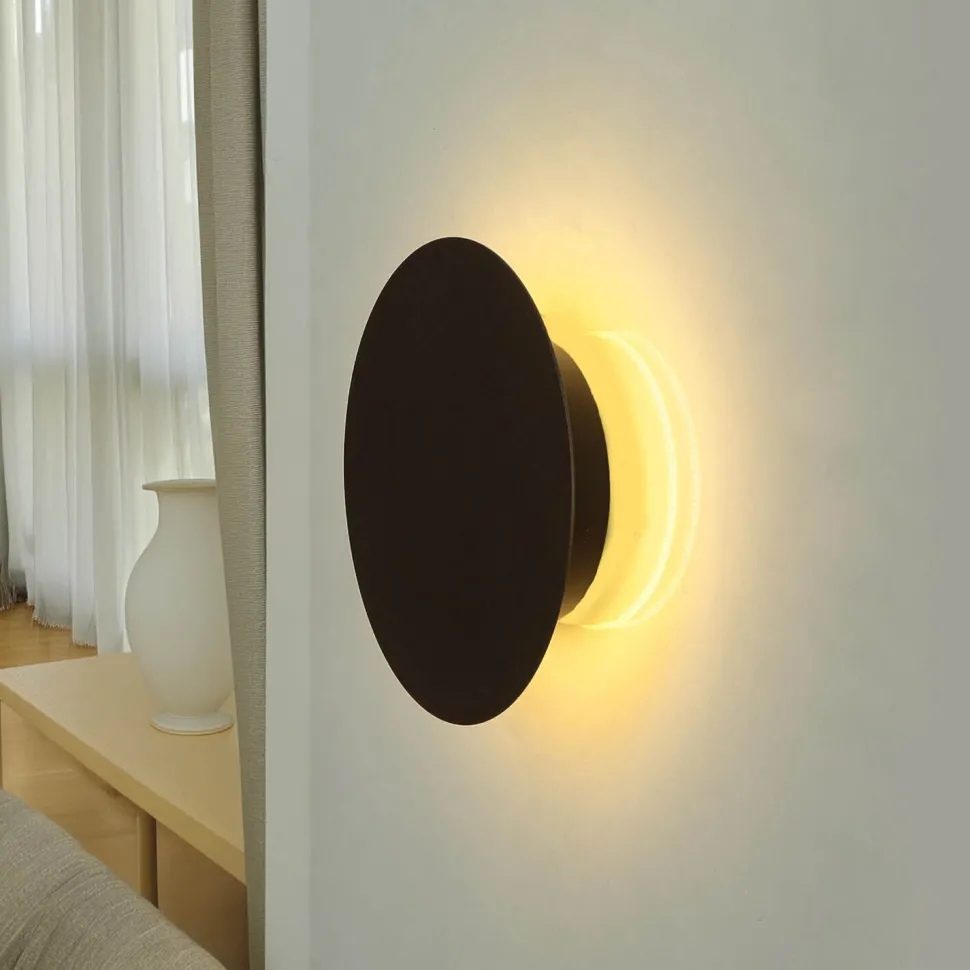 LED Wandlampe Metall Ø 15 cm Braun matt 3000 K 60 lm rund