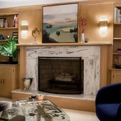 LED Wandlampe Metall Glas H: 43,2 cm in Messing Weiß