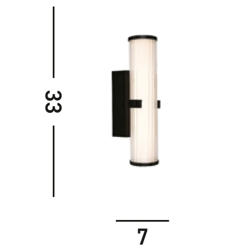 LED Wandlampe Metall Glas IP44 H:32,5 cm Schwarz Weiß