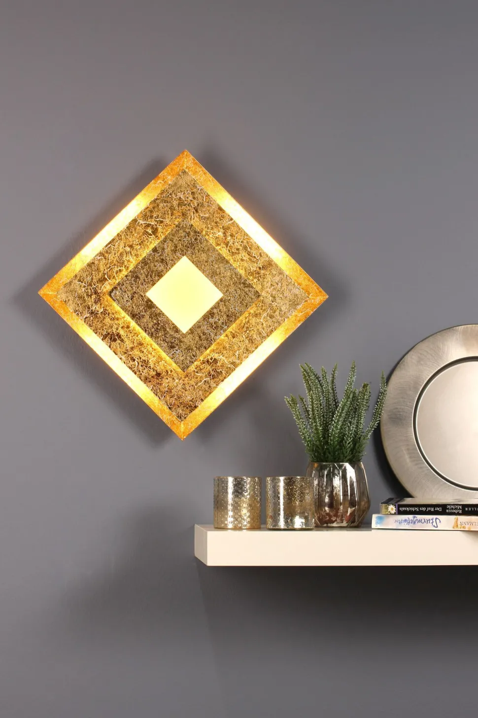 LED Wandlampe Metall in Gold B:32 cm Wand Decke dimmbar