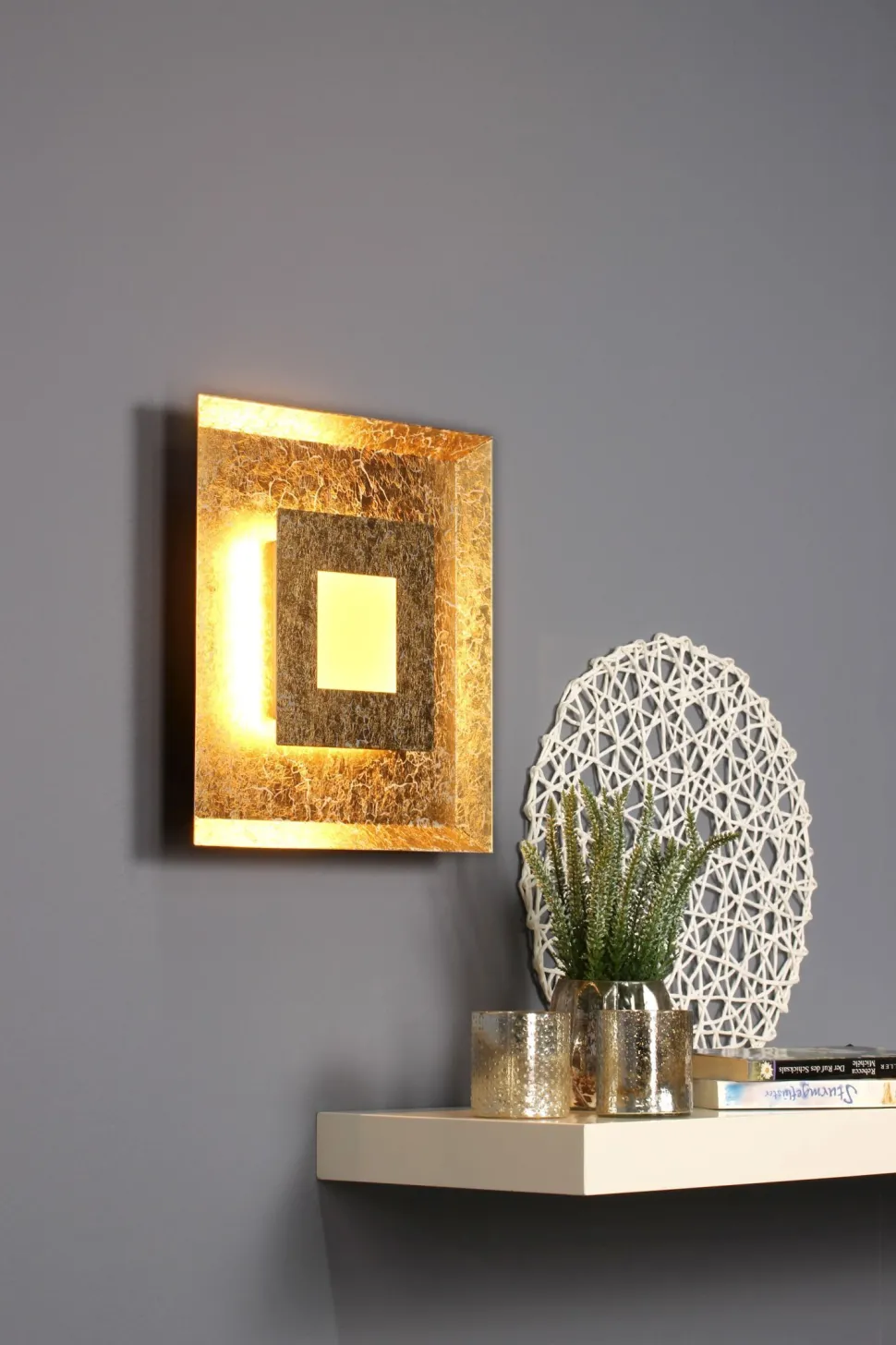 LED Wandlampe Metall in Gold B:32 cm Wand Decke dimmbar