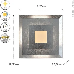 LED Wandlampe Metall Silber B:32 cm Wand Decke dimmbar