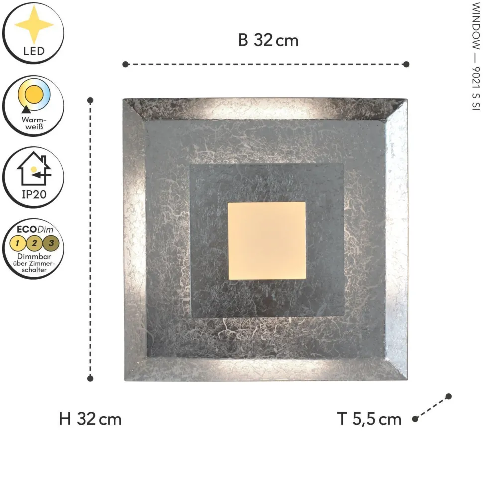 LED Wandlampe Metall Silber B:32 cm Wand Decke dimmbar