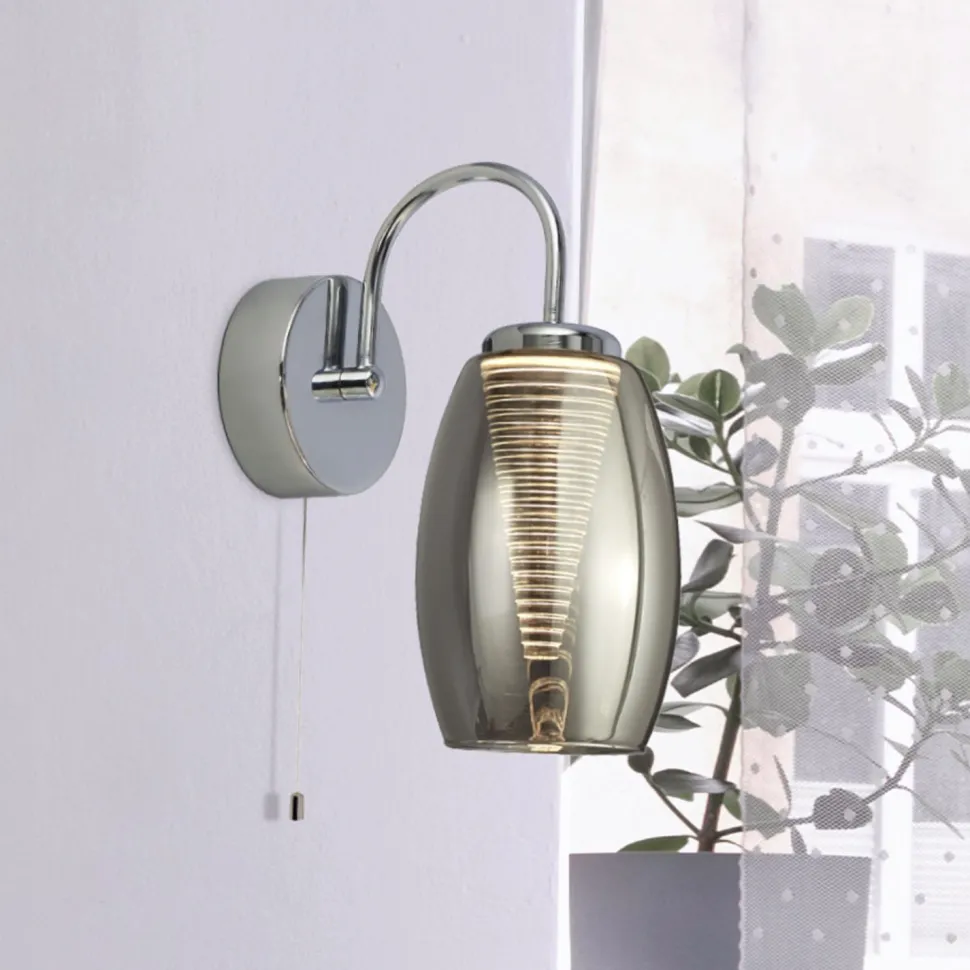 LED Wandlampe mit Schalter Rauchglas 3000 K 202 lm