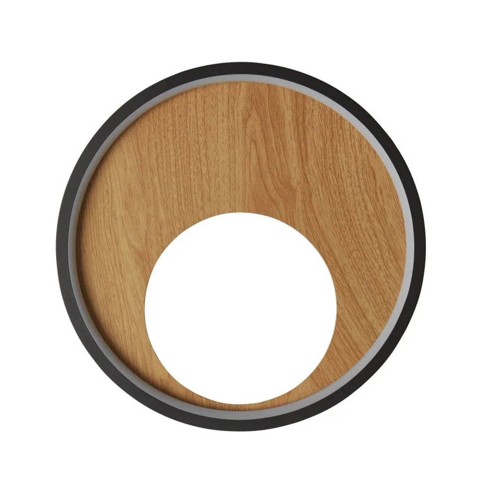 LED Wandlampe rund Ø 30 cm Schwarz Braun 3000 K