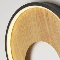 LED Wandlampe rund Ø 30 cm Schwarz Braun 3000 K