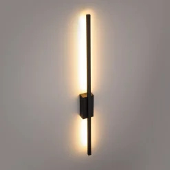 LED Wandlampe Schwarz 79 cm hoch indirekt 3000 K Metall