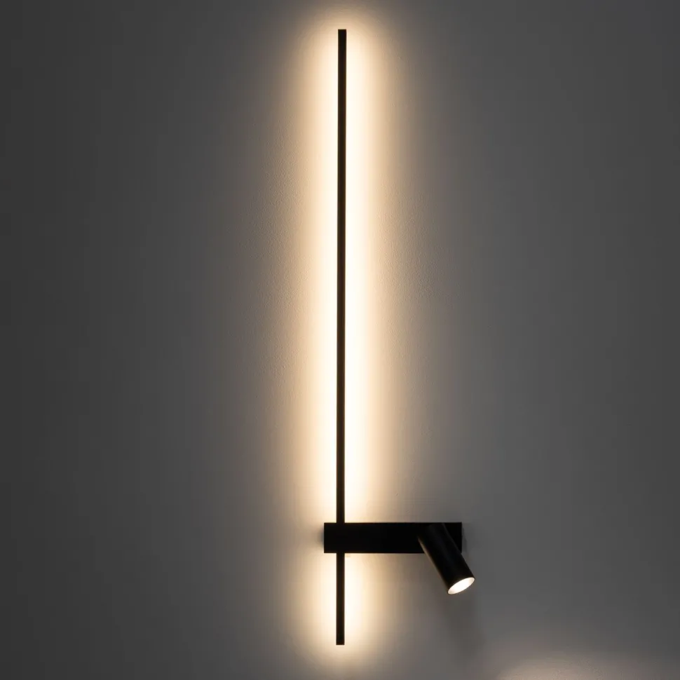 LED Wandlampe Schwarz Aluminium GU10 H:80 cm indirekt