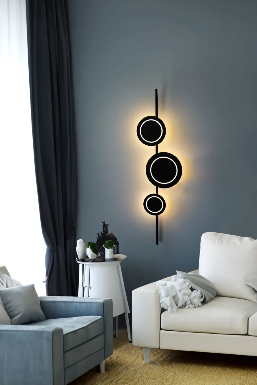 LED Wandlampe Schwarz H:120 cm 1008 lm 3000 K dimmbar