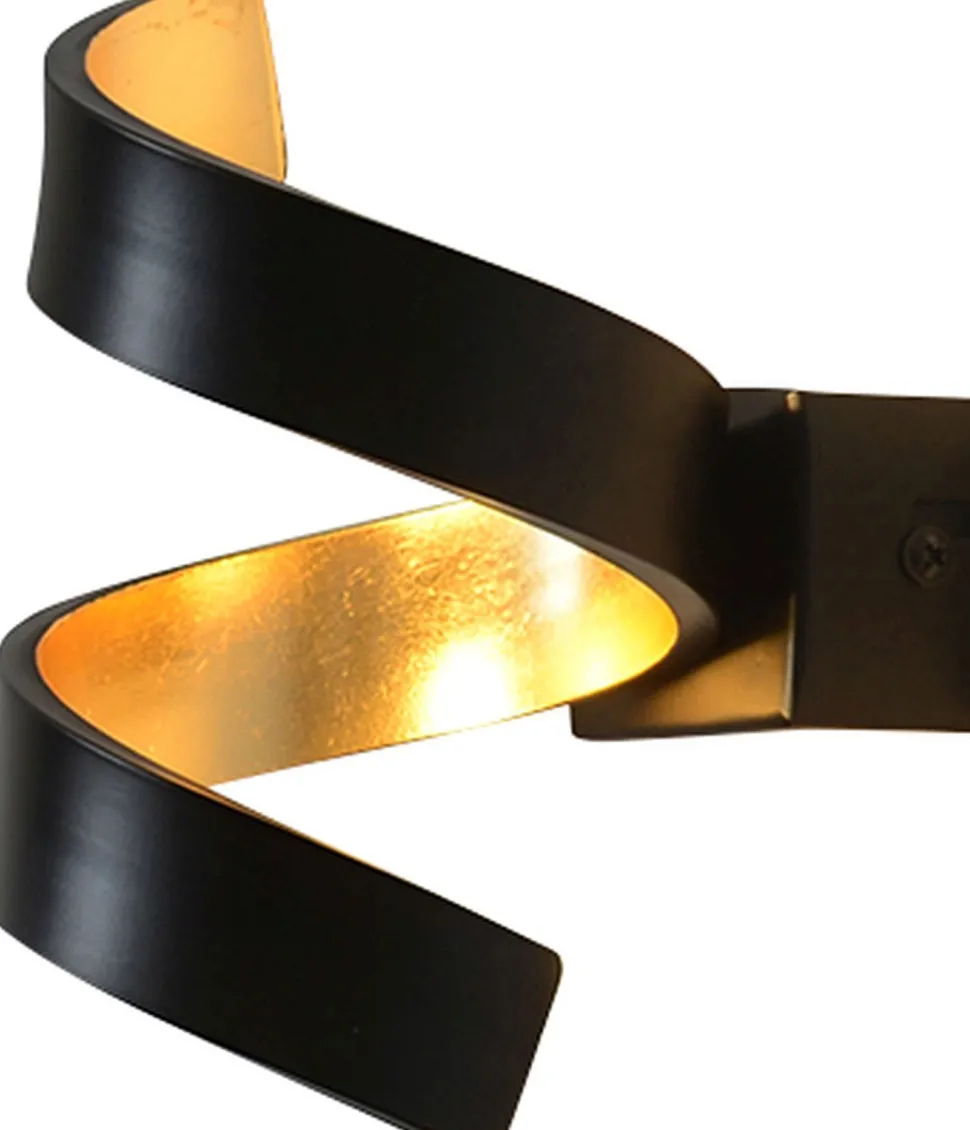 LED Wandlampe Spirale Schwarz Gold H:17 cm 3000 K 6 W
