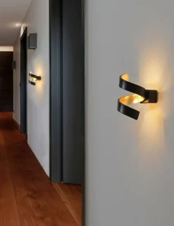 LED Wandlampe Spirale Schwarz Gold H:17 cm 3000 K 6 W