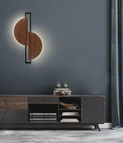 LED Wandleuchte 3000 K 340 lm Schwarz Holz indirekt dekorativ