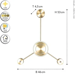 LED Wandleuchte Aluminium dimmbar H:53 cm 3000 K Gold