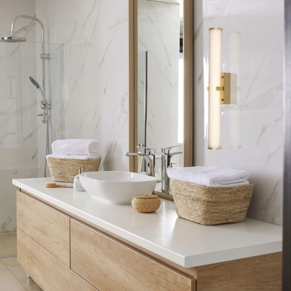 LED Wandleuchte Bad 63 cm IP44 Glas Metall in Gold