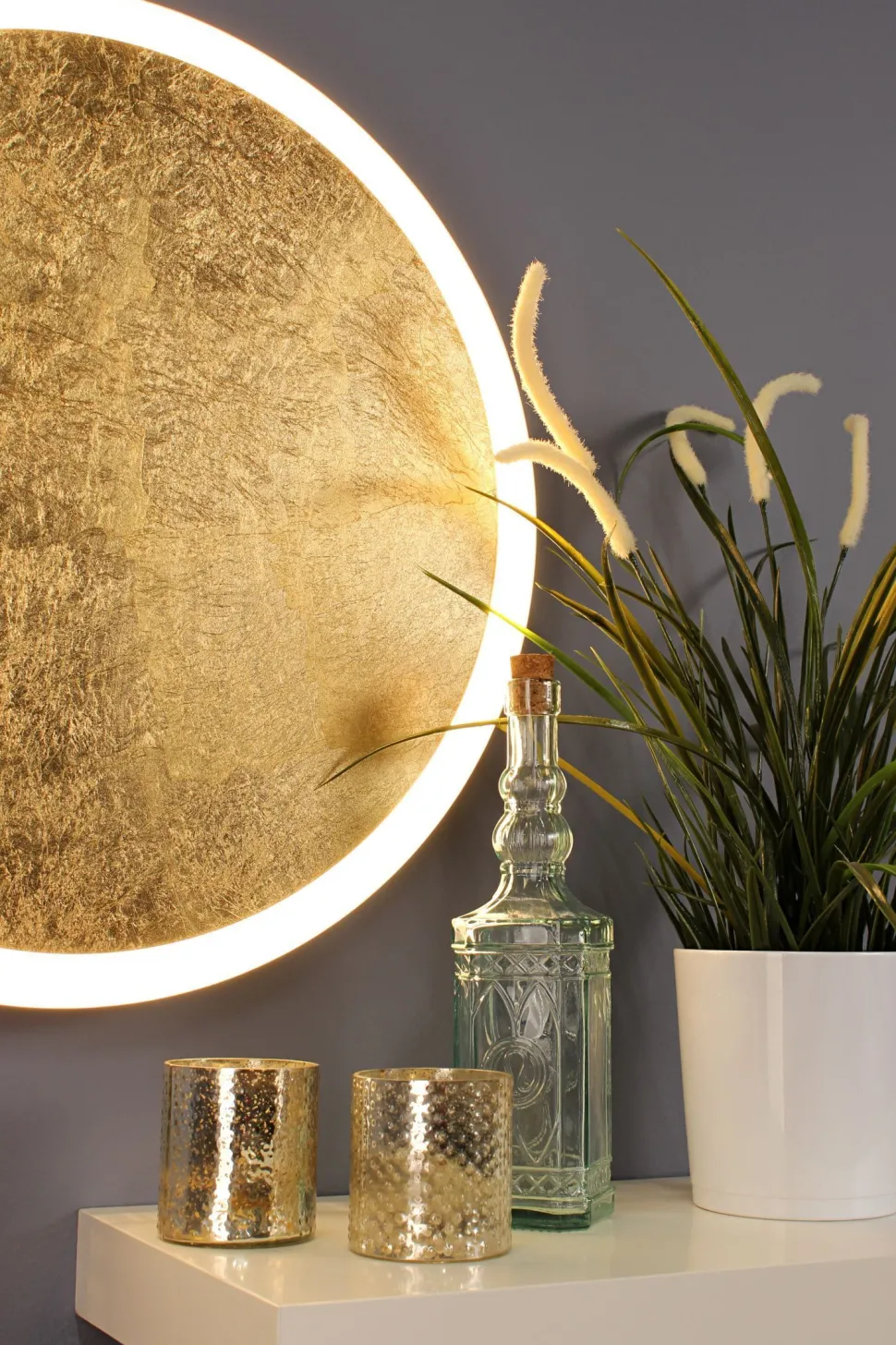 LED Wandleuchte Gold Schwarz rund Ø50 cm 3500 K dimmbar