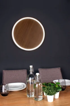 LED Wandleuchte Holz Schwarz rund Ø50 cm 3500 K dimmbar
