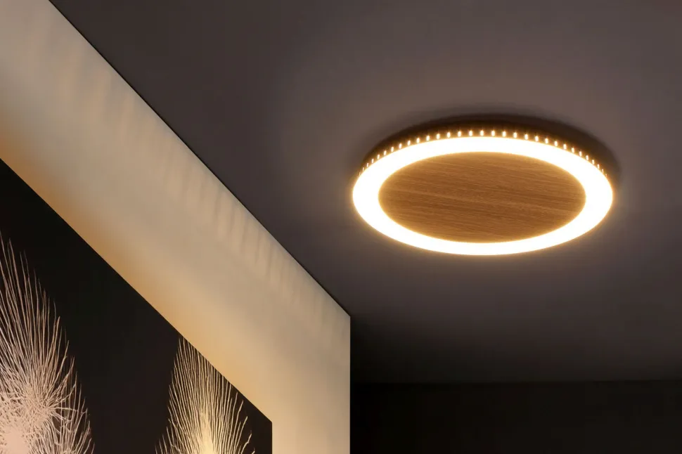 LED Wandleuchte Holz Schwarz rund Ø30 cm 3500 K dimmbar