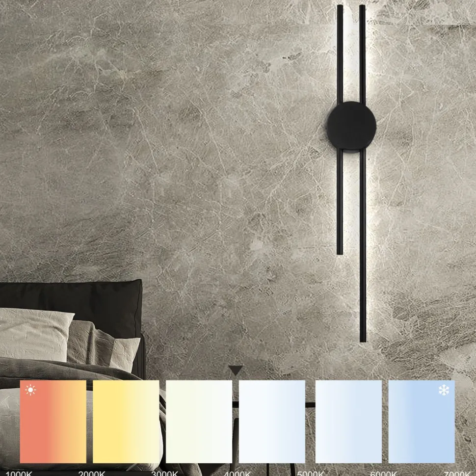 LED Wandleuchte indirekt Schwarz H:80 cm 15 W 4000 K