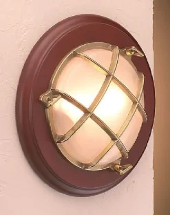 LED Wandleuchte Messing Holz rund Maritim SILVIO