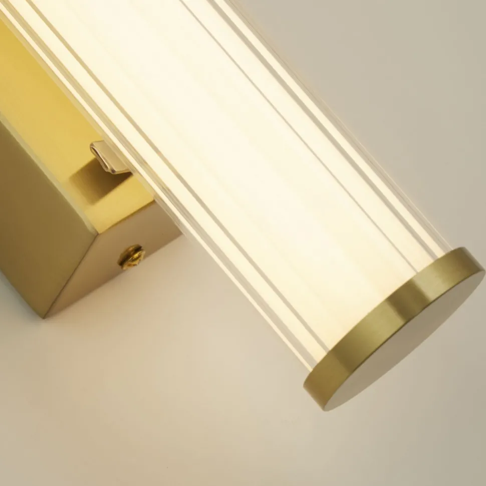 LED Wandleuchte Metall Glas IP44 H:32,5 cm in Gold Weiß