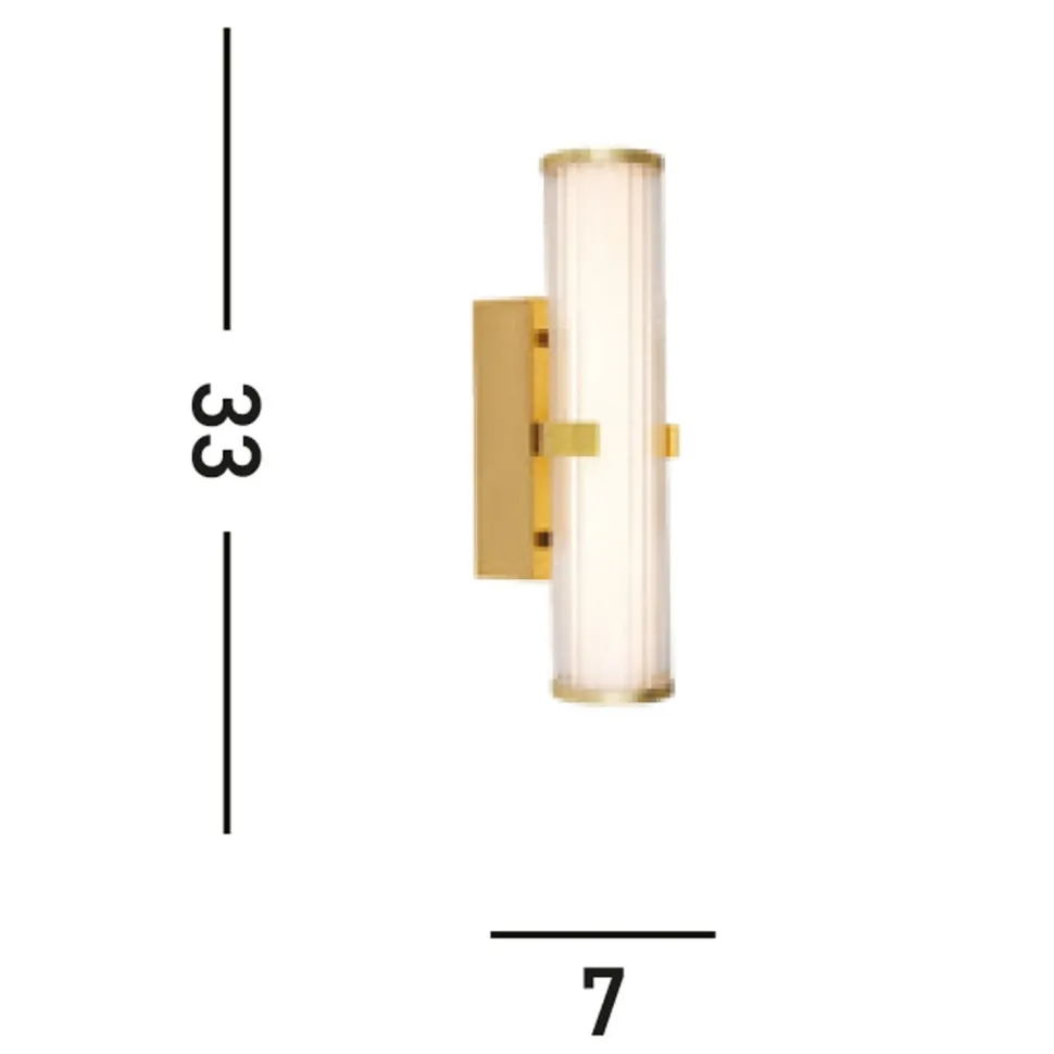 LED Wandleuchte Metall Glas IP44 H:32,5 cm in Gold Weiß