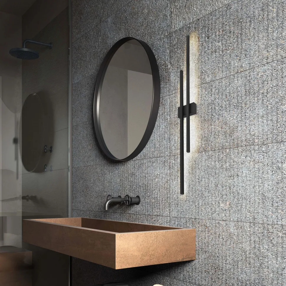 LED Wandleuchte Schwarz 90 cm hoch indirektes Licht 3000 K