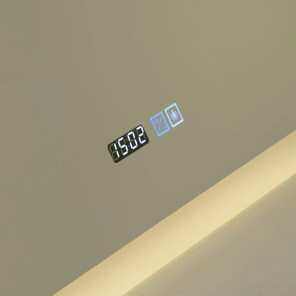 LED Wandspiegel mit Licht Touch Dimmer IP44 48 W eckig