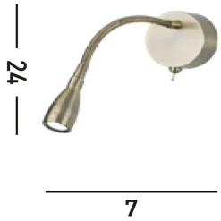 LED Wandspot mit Flexarm Schalter 1 W in Messing Antik