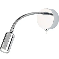 LED Wandspot mit Schalter Flexarm Metall in Chrom 66 lm