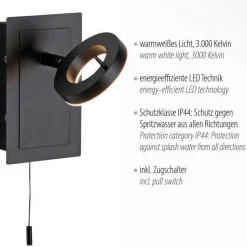 LED Wandstrahler mit Zugschalter IP44 verstellbar 6 W