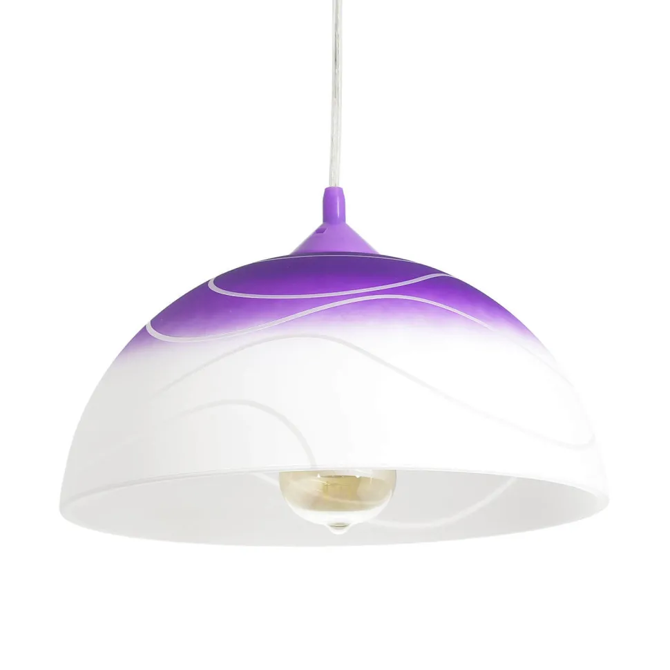 Lila Hängeleuchte Glas rund Retro Esstisch ADANIA