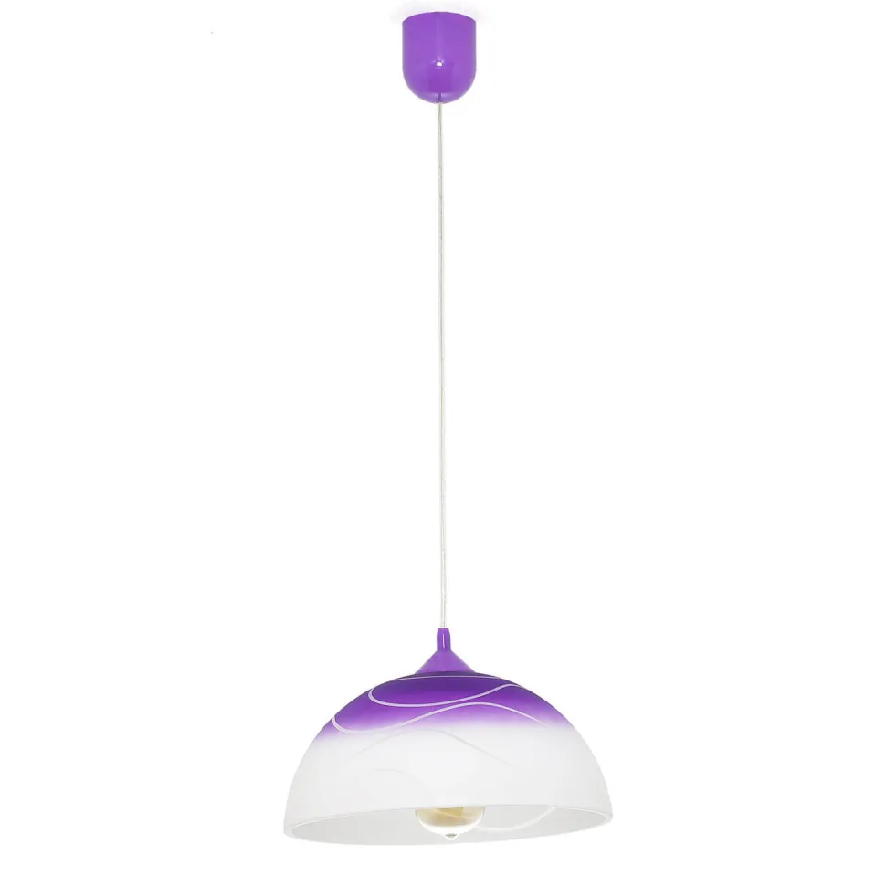 Lila Hängeleuchte Glas rund Retro Esstisch ADANIA