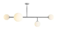 Längliche Deckenlampe Metall Glas in Chrom Weiß 117 cm