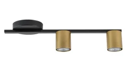 Längliche Deckenleuchte Schwarz Gold Metall GU10 46 cm