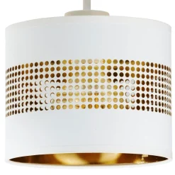 Längliche Deckenleuchte Stoff Weiß Gold E27 45 cm