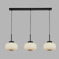 Längliche Hängelampe 3-flammig B: 104 cm Glas Metall E27