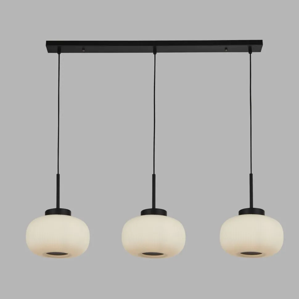 Längliche Hängelampe 3-flammig B: 104 cm Glas Metall E27