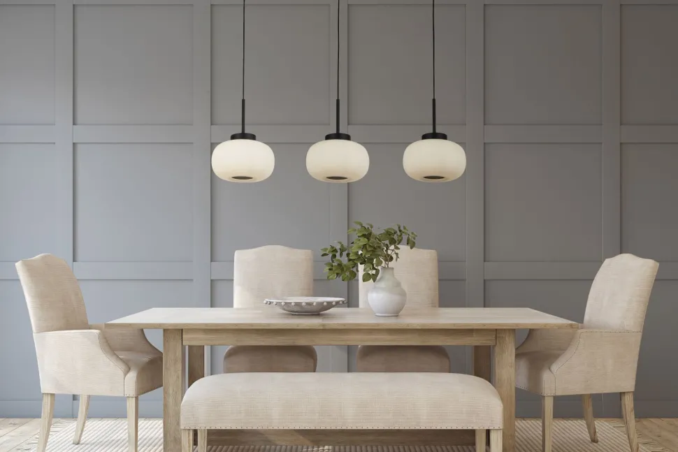 Längliche Hängelampe 3-flammig B: 104 cm Glas Metall E27