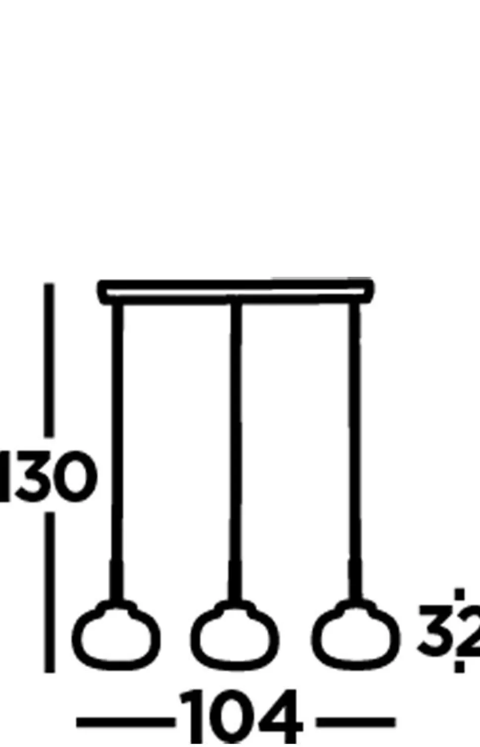 Längliche Hängelampe 3-flammig B: 104 cm Glas Metall E27
