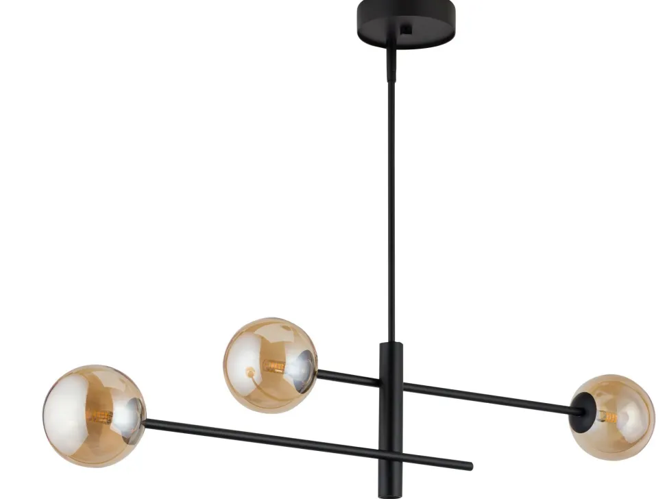 Längliche Hängelampe Glas Bernstein G9 103 cm blendarm