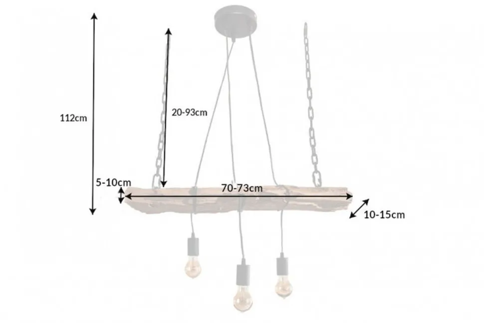Längliche Hängelampe Holz Natur L:73 cm E27 gemütlich